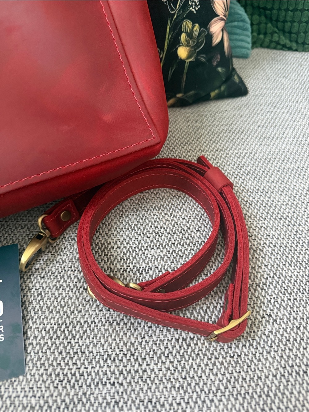 Portland Leather Red Leather Mini Tote  with Removable Crossbody Strap Phoenix - Picture 4 of 11